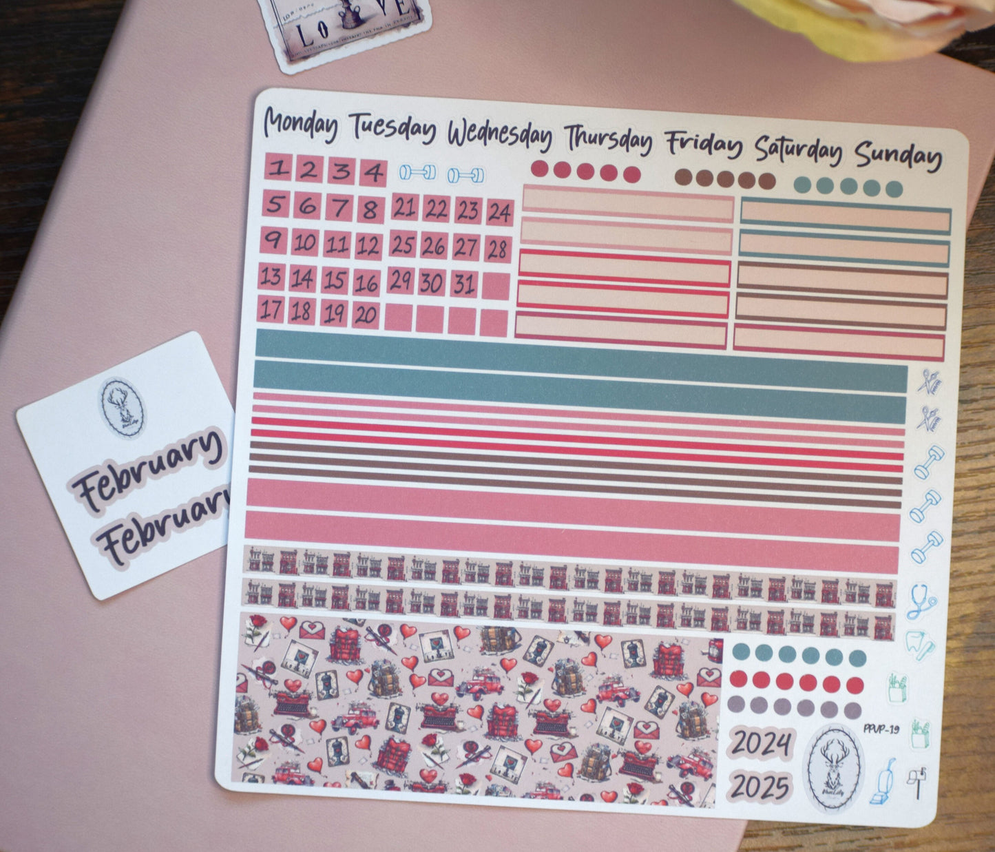 Plum Paper 7x9 Vertical Priorities Weekly Planner Sticker Kit #19, Traveling Love Letter