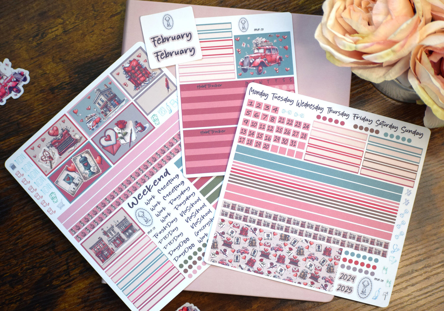 Plum Paper 7x9 Vertical Priorities Weekly Planner Sticker Kit #19, Traveling Love Letter