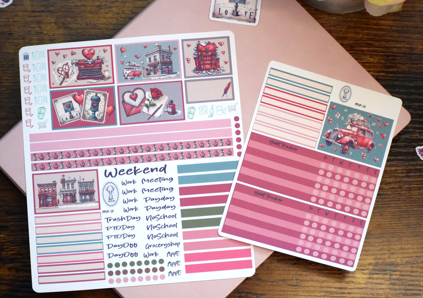 Plum Paper 7x9 Vertical Priorities Weekly Planner Sticker Kit #19, Traveling Love Letter
