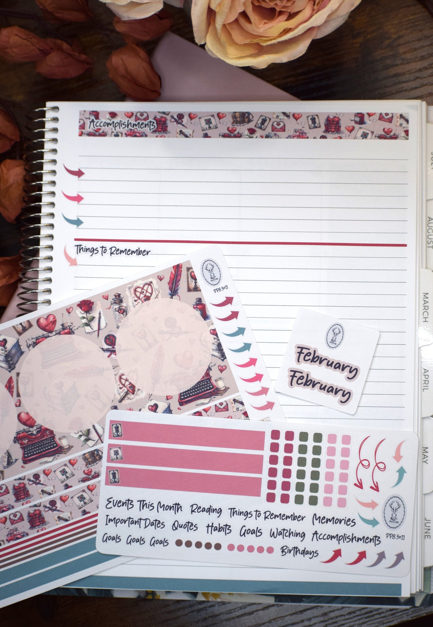 Plum Paper 8.5x11 Monthly Dashboard Planner Stickers #19 Traveling Love Letter