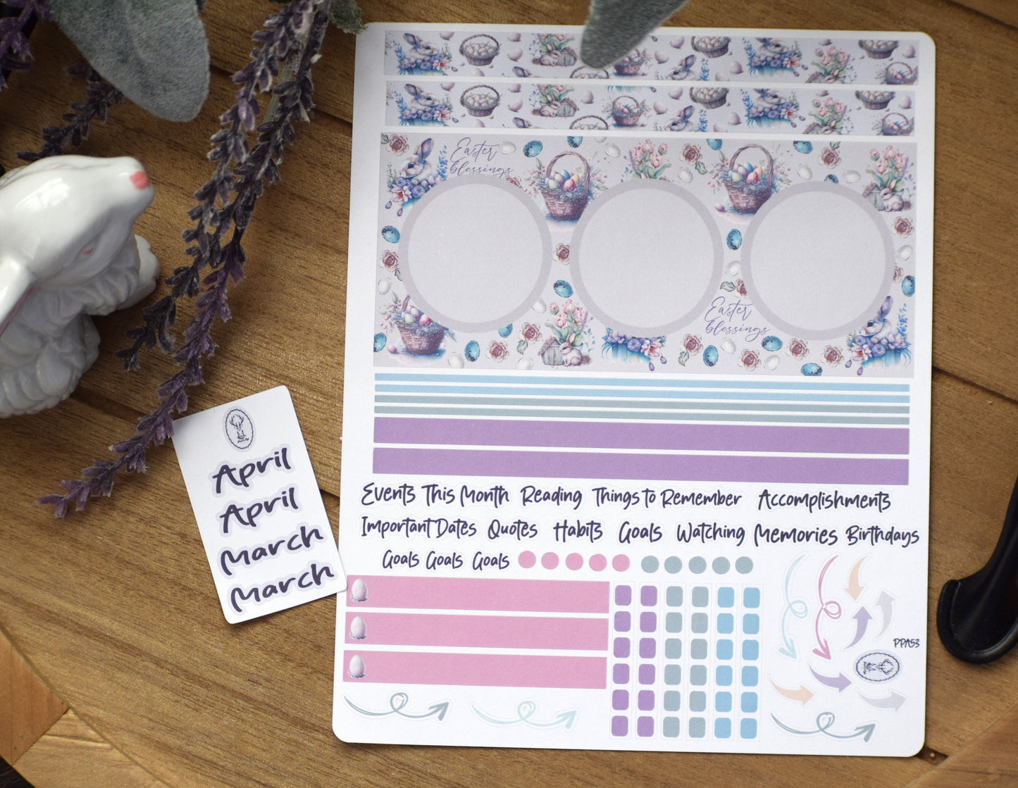 Plum Paper Monthly Dashboard Planner Stickers #3, Easter