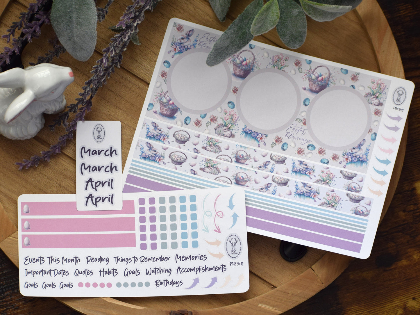 Plum Paper Monthly Dashboard Planner Stickers #3, Easter