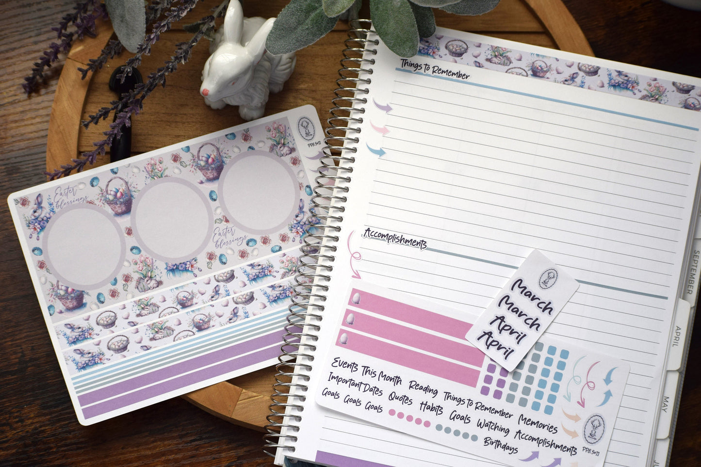 Plum Paper Monthly Dashboard Planner Stickers #3, Easter
