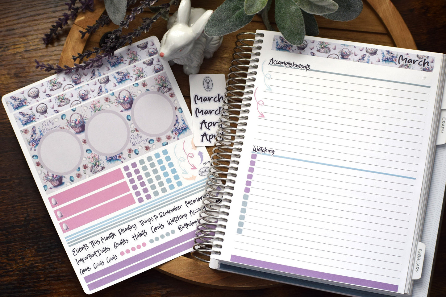 Plum Paper Monthly Dashboard Planner Stickers #3, Easter