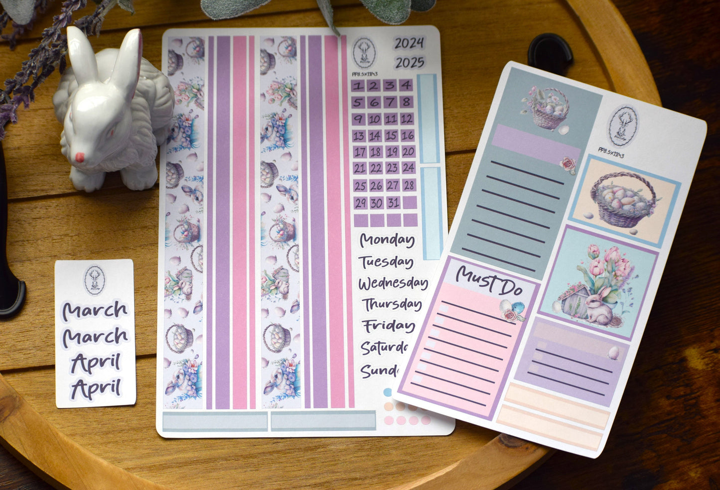 Plum Paper Monthly Header Sheet Planner Stickers #3, Easter