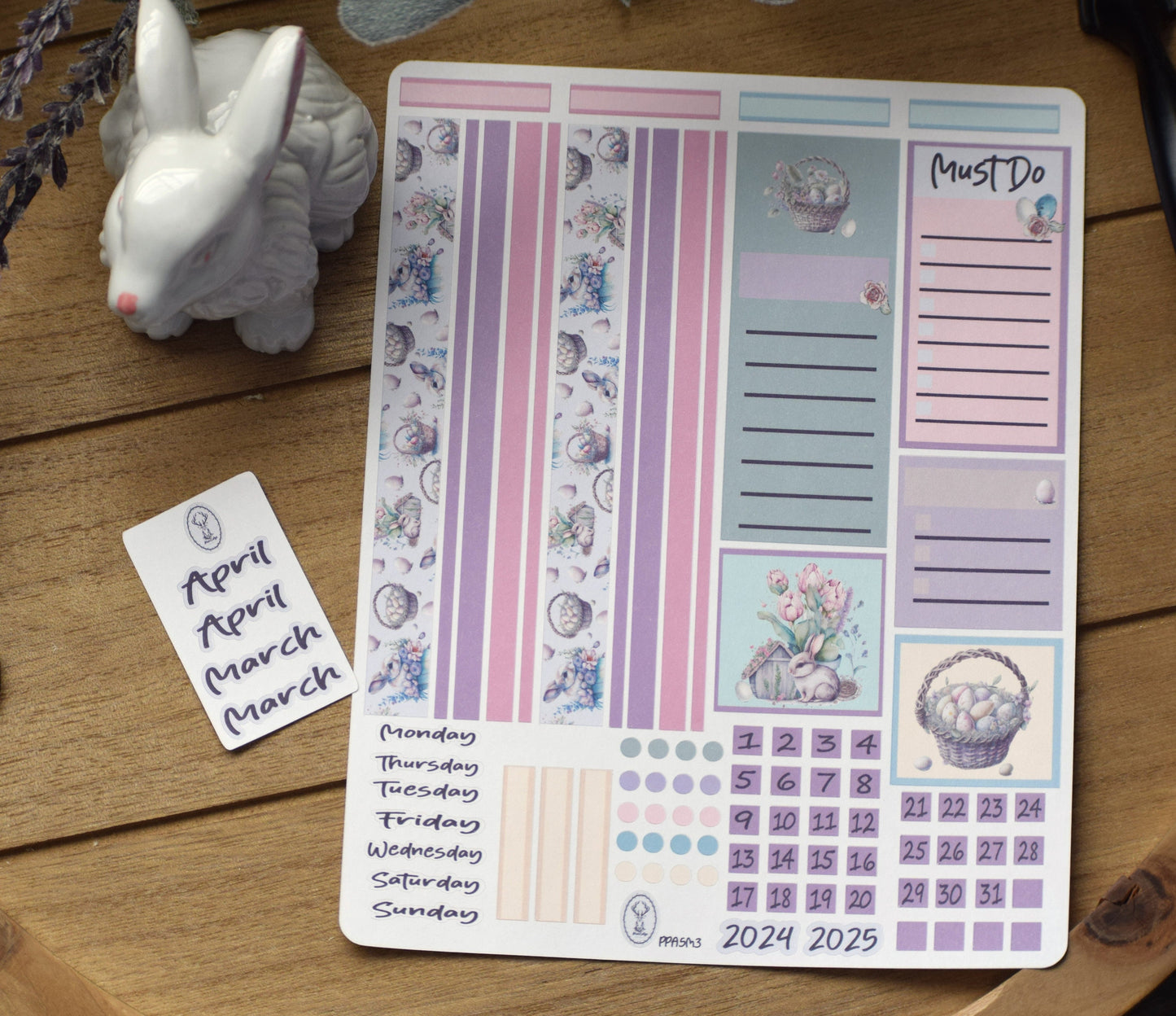 Plum Paper Monthly Header Sheet Planner Stickers #3, Easter