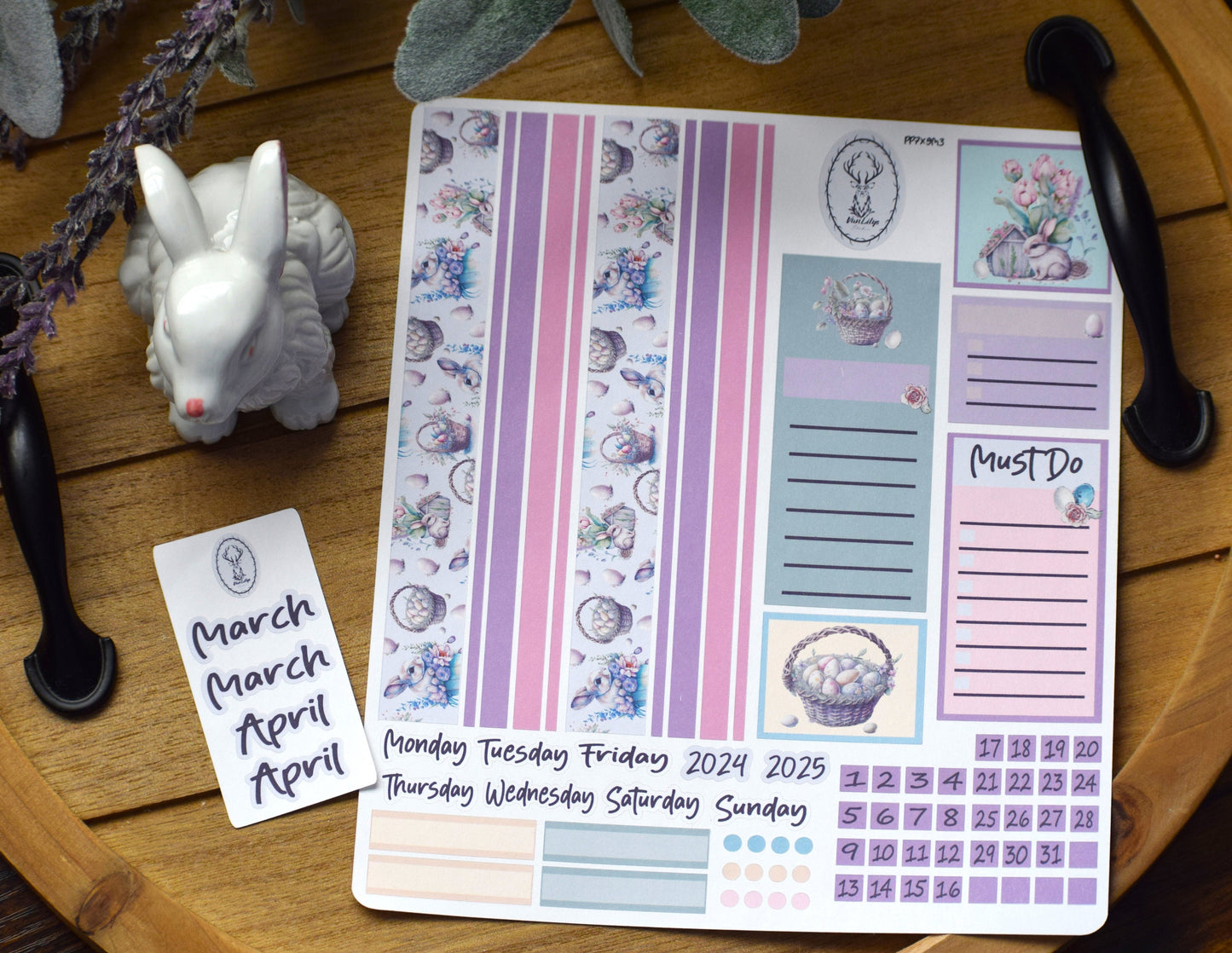 Plum Paper Monthly Header Sheet Planner Stickers #3, Easter