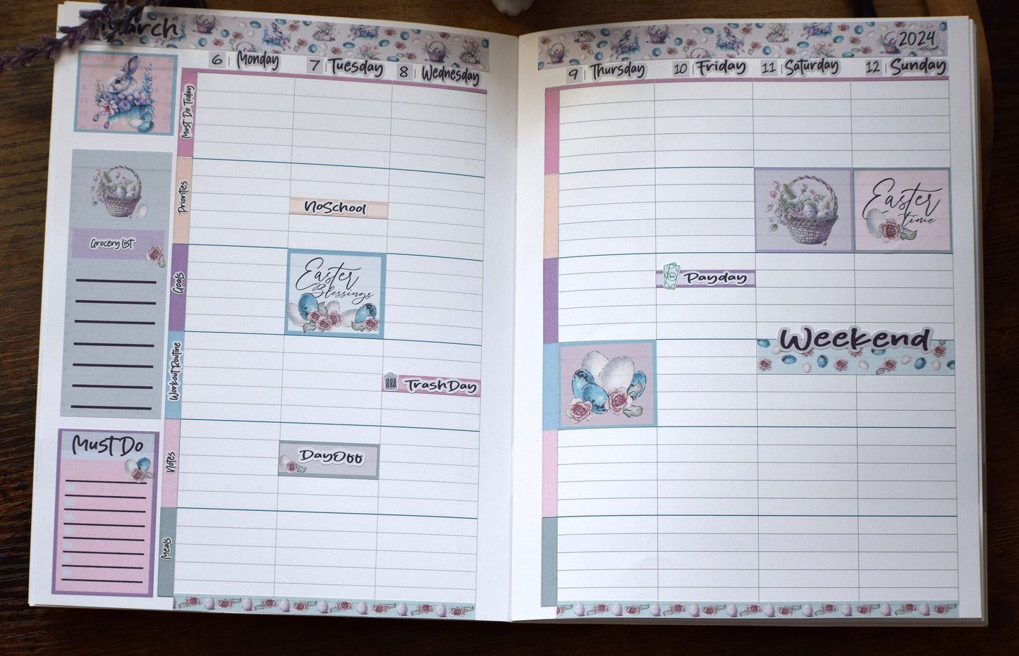 Plum Paper 7x9 ME Weekly Planner Sticker Kit #3, Easter