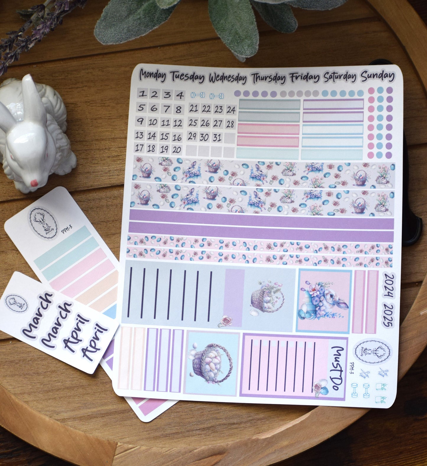 Plum Paper 7x9 Hourly Weekly Planner Sticker Kit #3, Easter