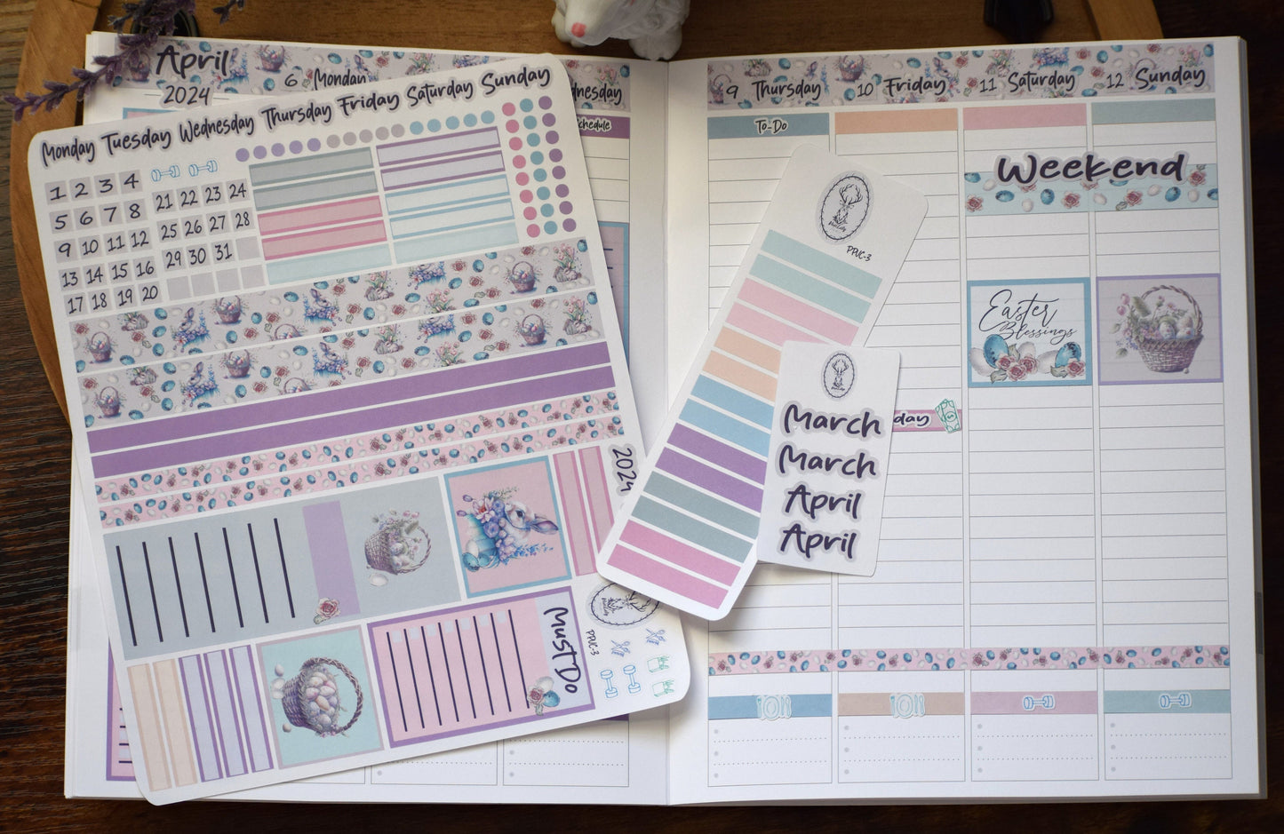 Plum Paper 7x9 Vertical Columns Weekly Planner Sticker Kit #3, Easter