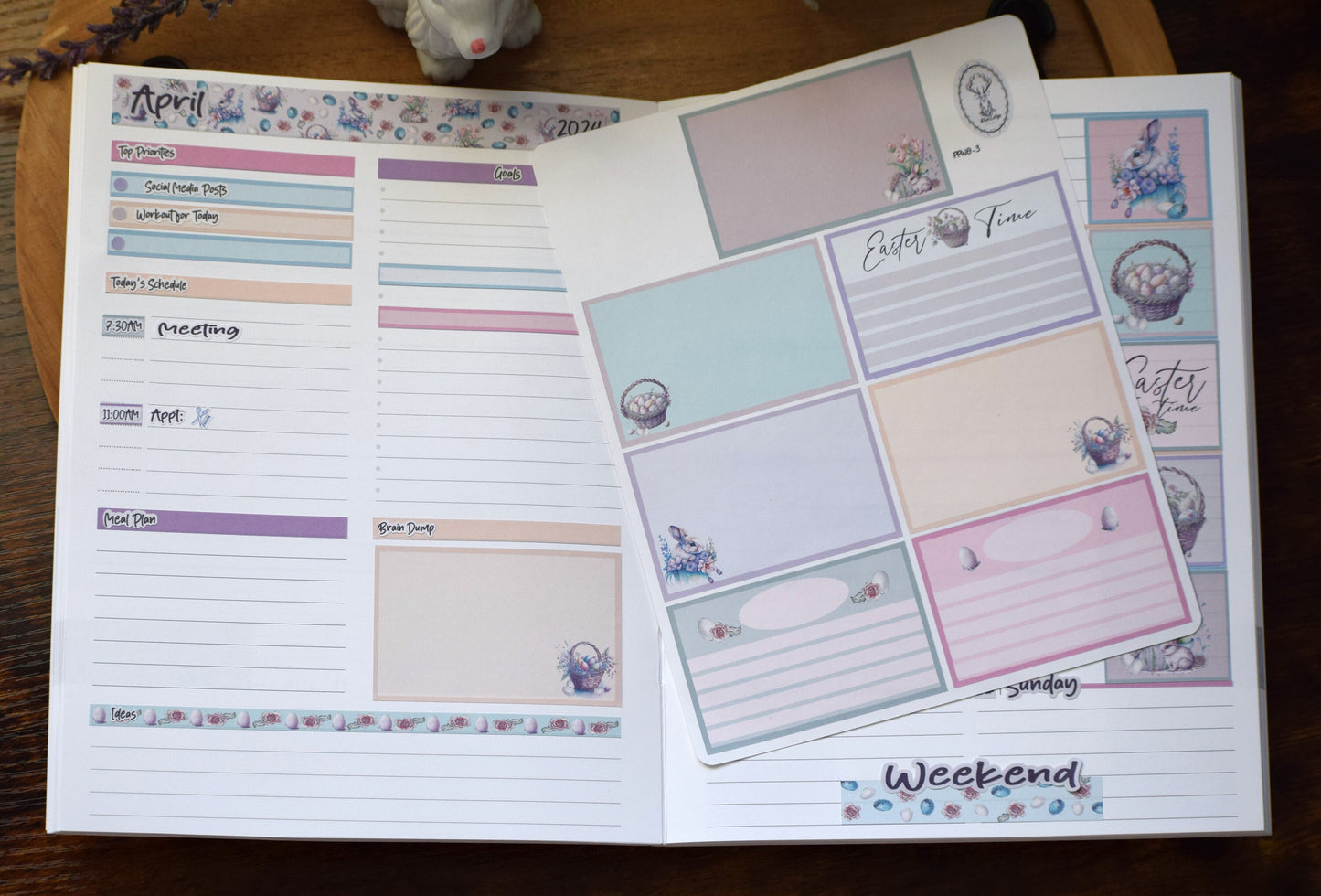 Plum Paper 7x9 Weekly Overview Weekly Planner Sticker Kit #3, Easter