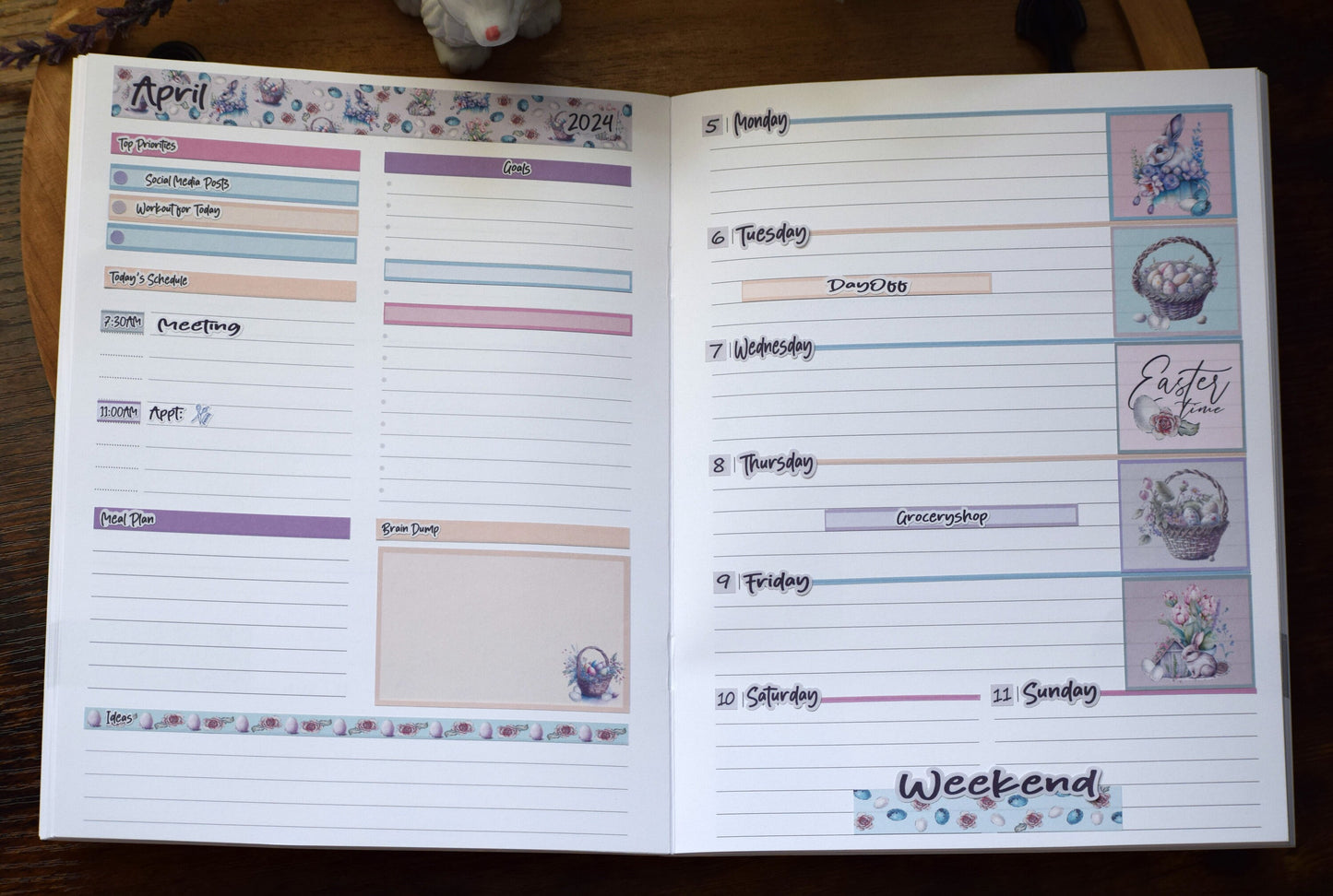 Plum Paper 7x9 Weekly Overview Weekly Planner Sticker Kit #3, Easter