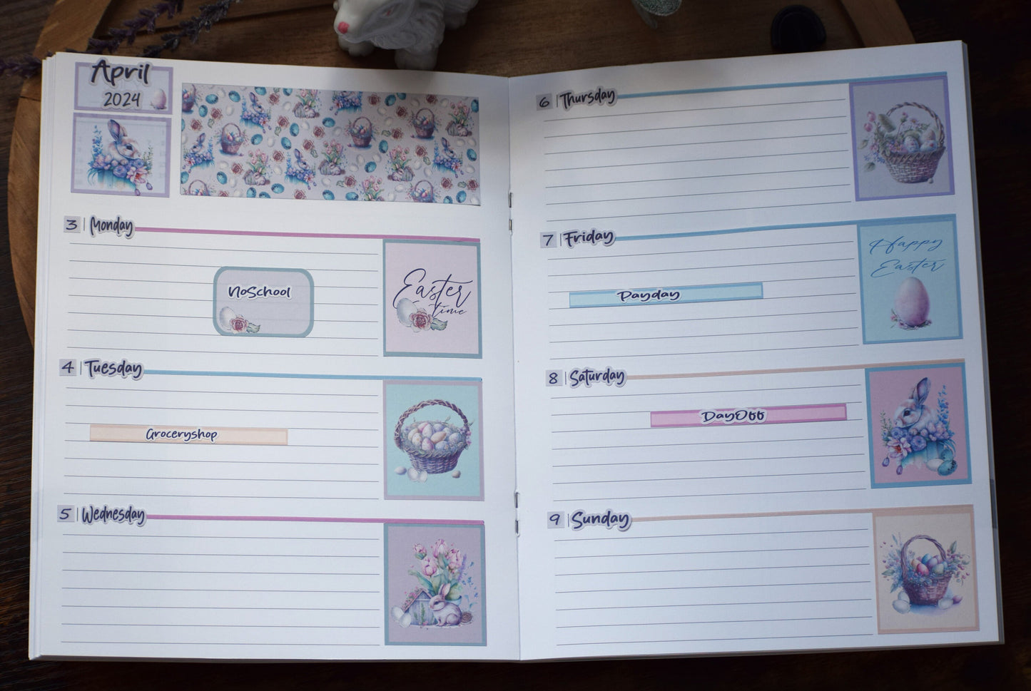 Plum Paper 7x9 Two Sided Days Weekly Planner Sticker Kit #3, Easter
