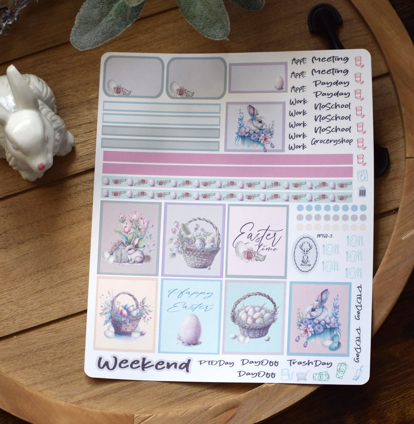 Plum Paper 7x9 Two Sided Days Weekly Planner Sticker Kit #3, Easter