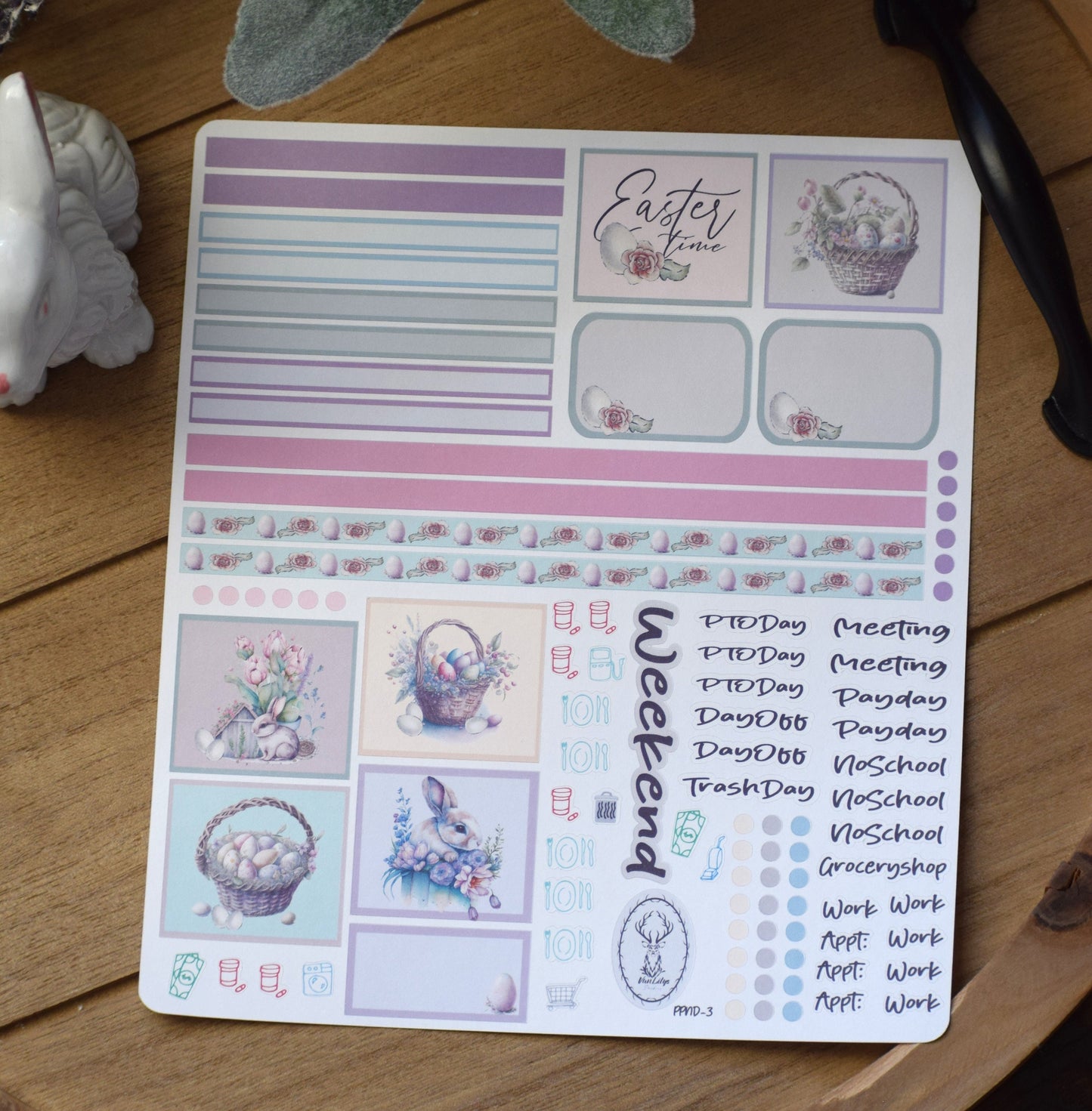 Plum Paper 7x9 Notes And Days Weekly Planner Sticker Kit #3, Easter
