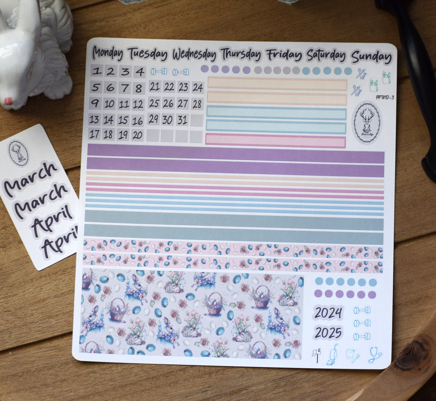 Plum Paper 7x9 Notes And Days Weekly Planner Sticker Kit #3, Easter