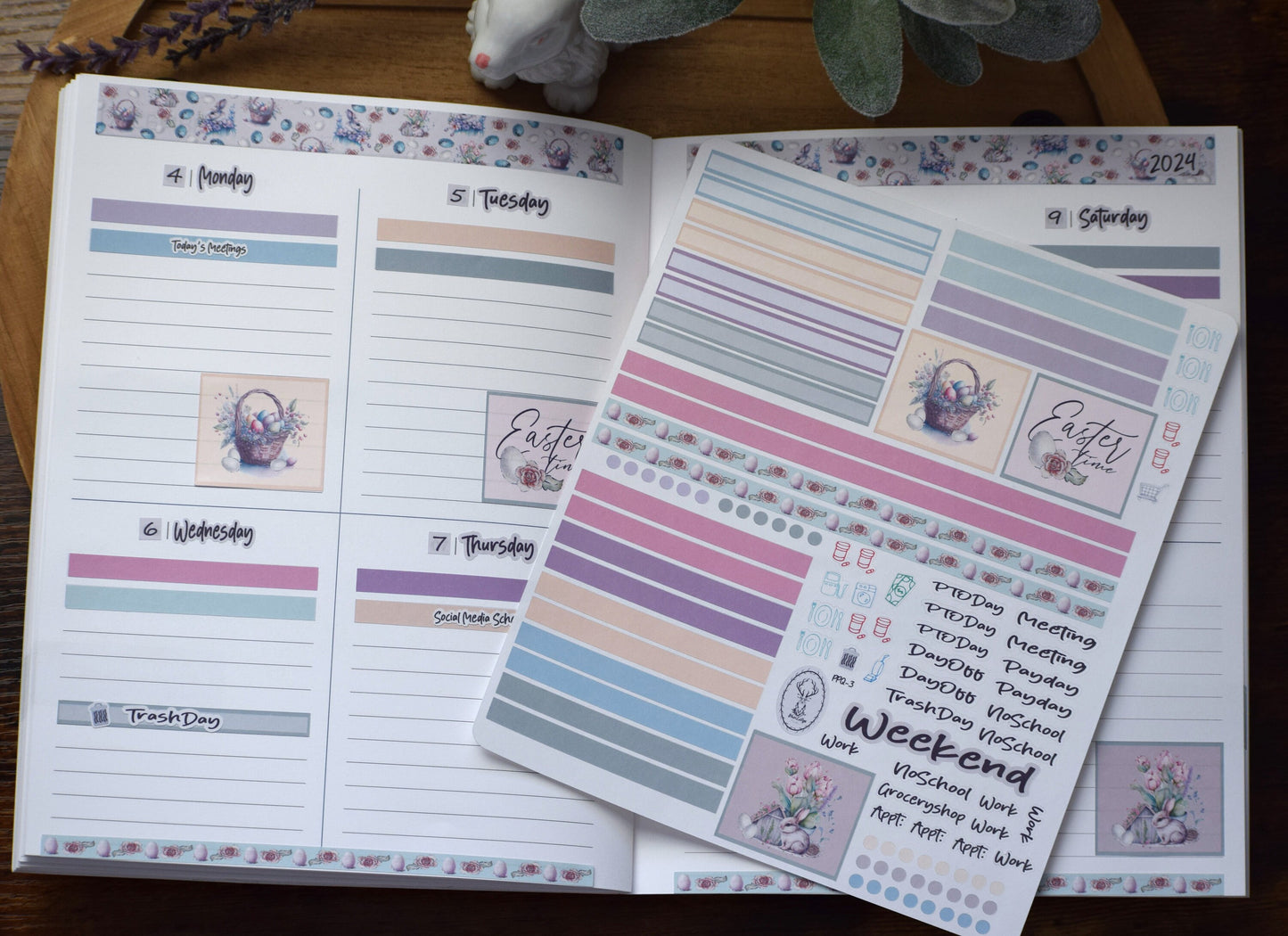 Plum Paper 7x9 Quad Lined and Blank Weekly Planner Sticker Kit #3, Easter