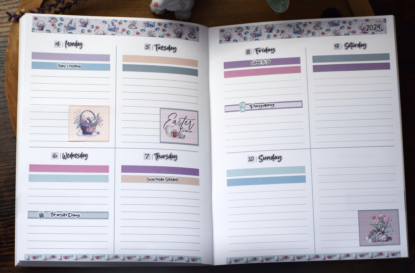 Plum Paper 7x9 Quad Lined and Blank Weekly Planner Sticker Kit #3, Easter