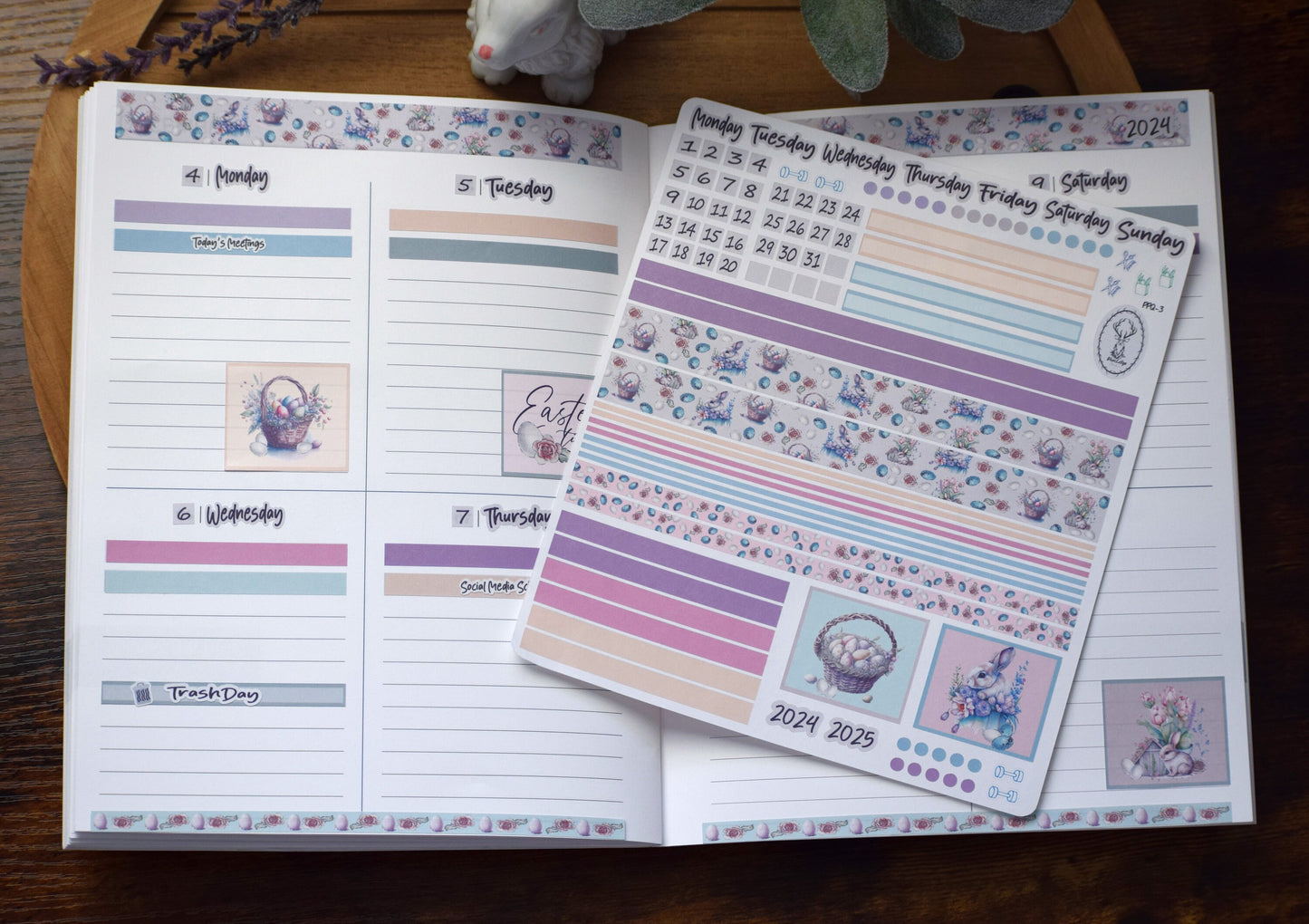 Plum Paper 7x9 Quad Lined and Blank Weekly Planner Sticker Kit #3, Easter
