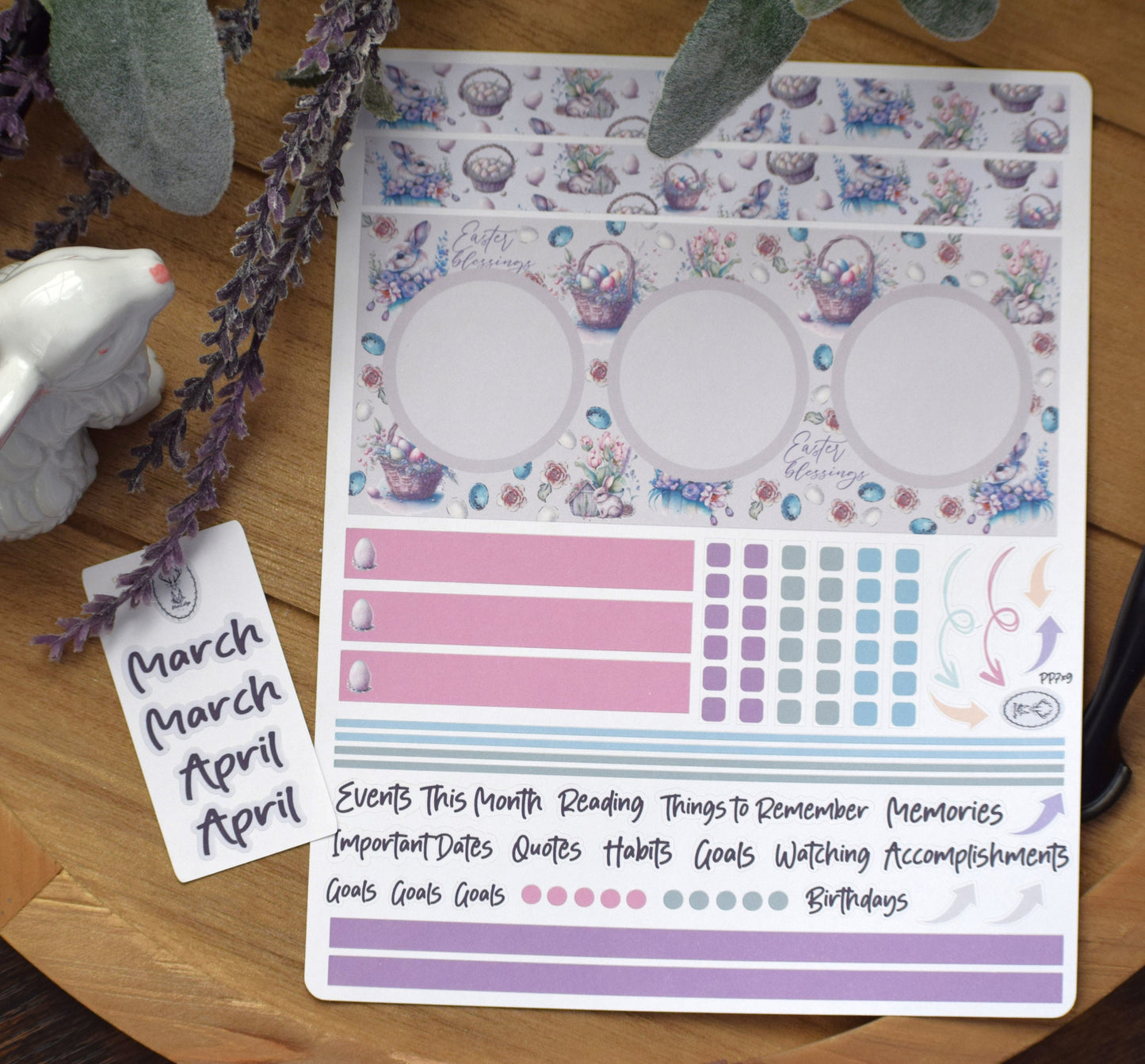 Plum Paper Monthly Dashboard Planner Stickers #3, Easter