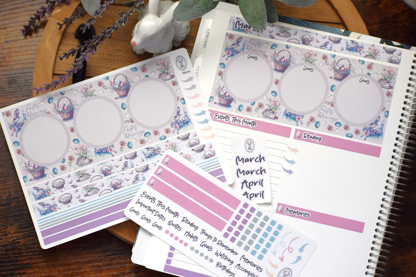 Plum Paper Monthly Dashboard Planner Stickers #3, Easter