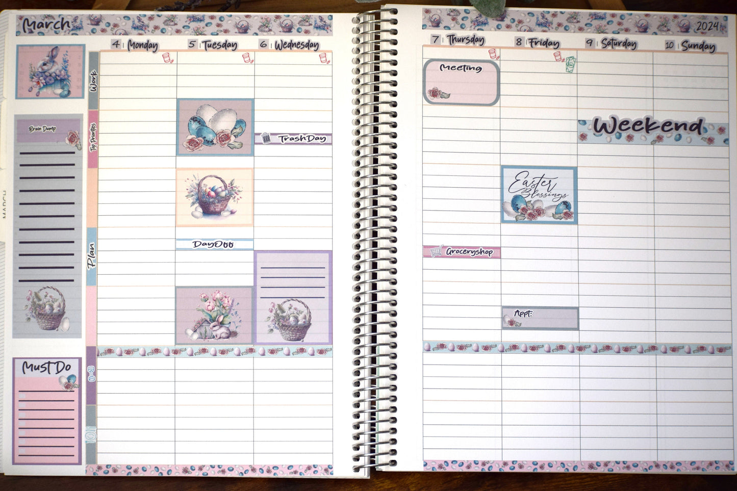 Plum Paper 8.5x11 ME, Weekly Planner Sticker Kit #3, Easter