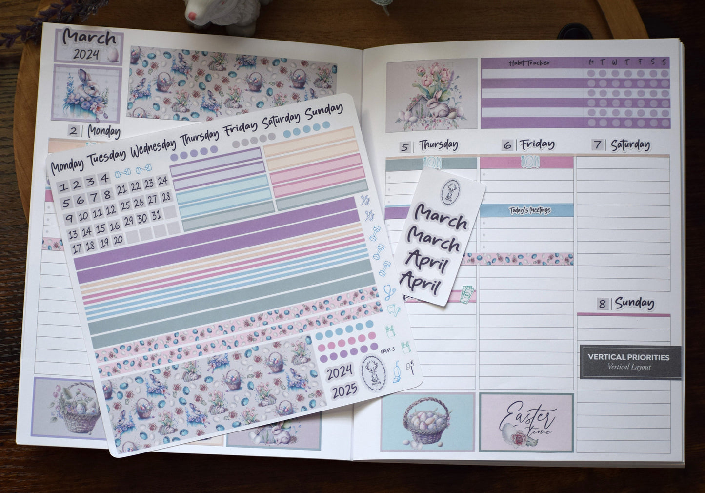 Plum Paper 7x9 Vertical Priorities Weekly Planner Sticker Kit #3, Easter