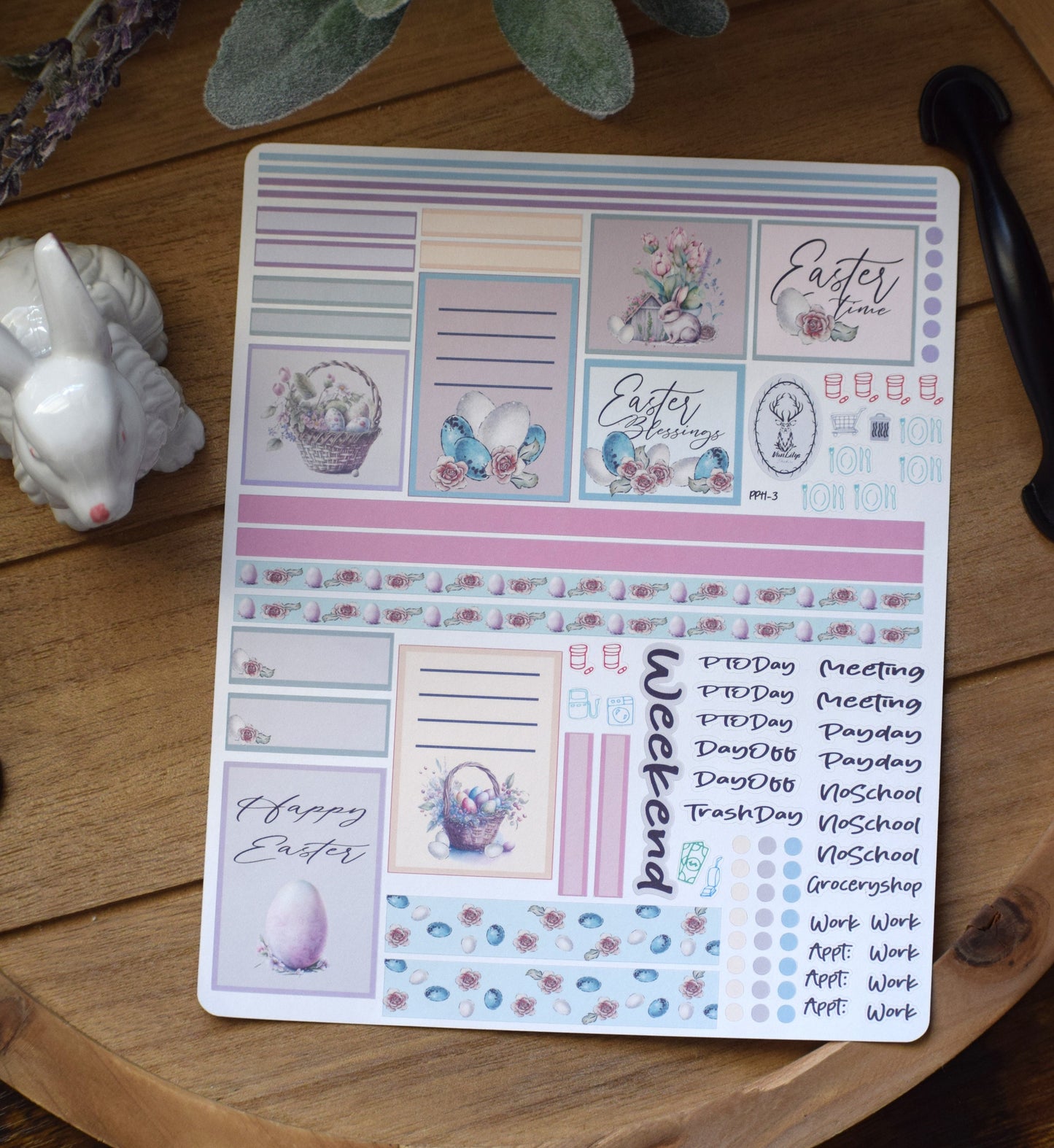 Plum Paper 7x9 Hourly Weekly Planner Sticker Kit #3, Easter