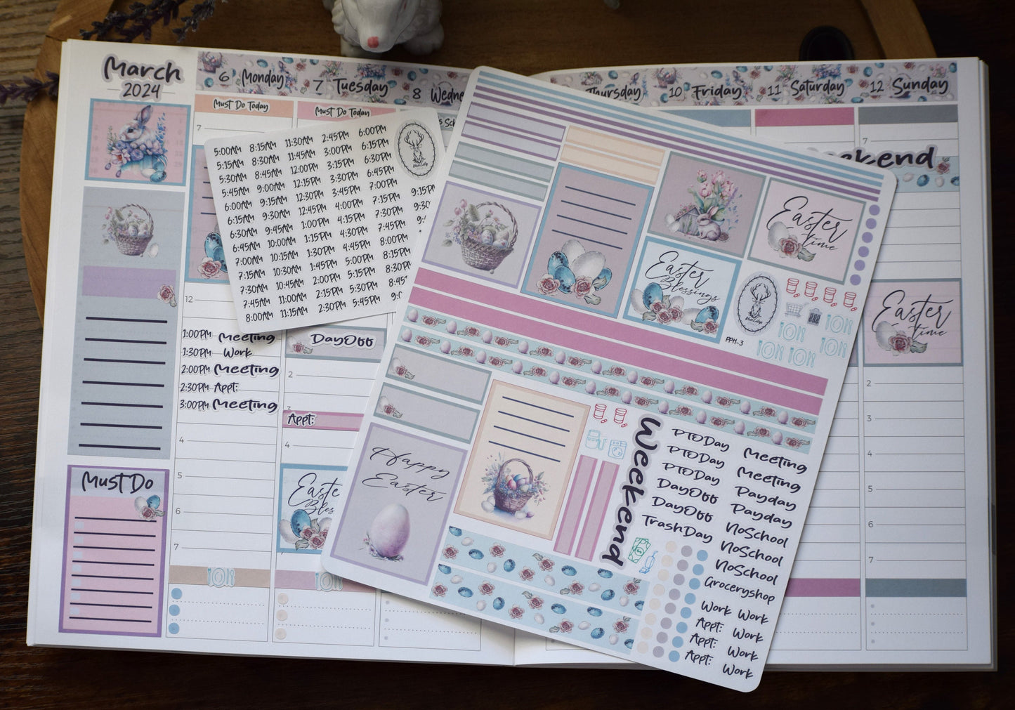 Plum Paper 7x9 Hourly Weekly Planner Sticker Kit #3, Easter