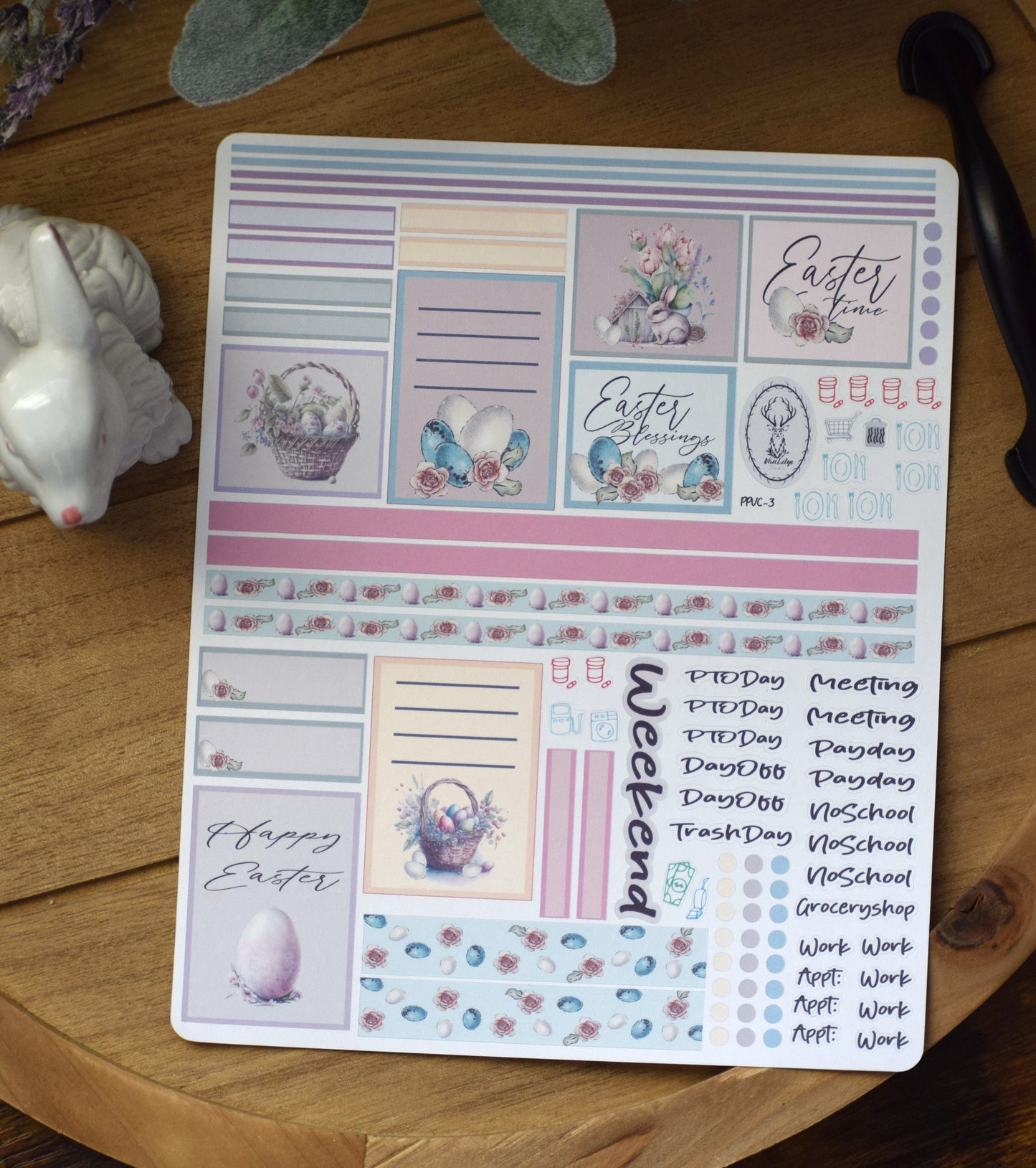 Plum Paper 7x9 Vertical Columns Weekly Planner Sticker Kit #3, Easter