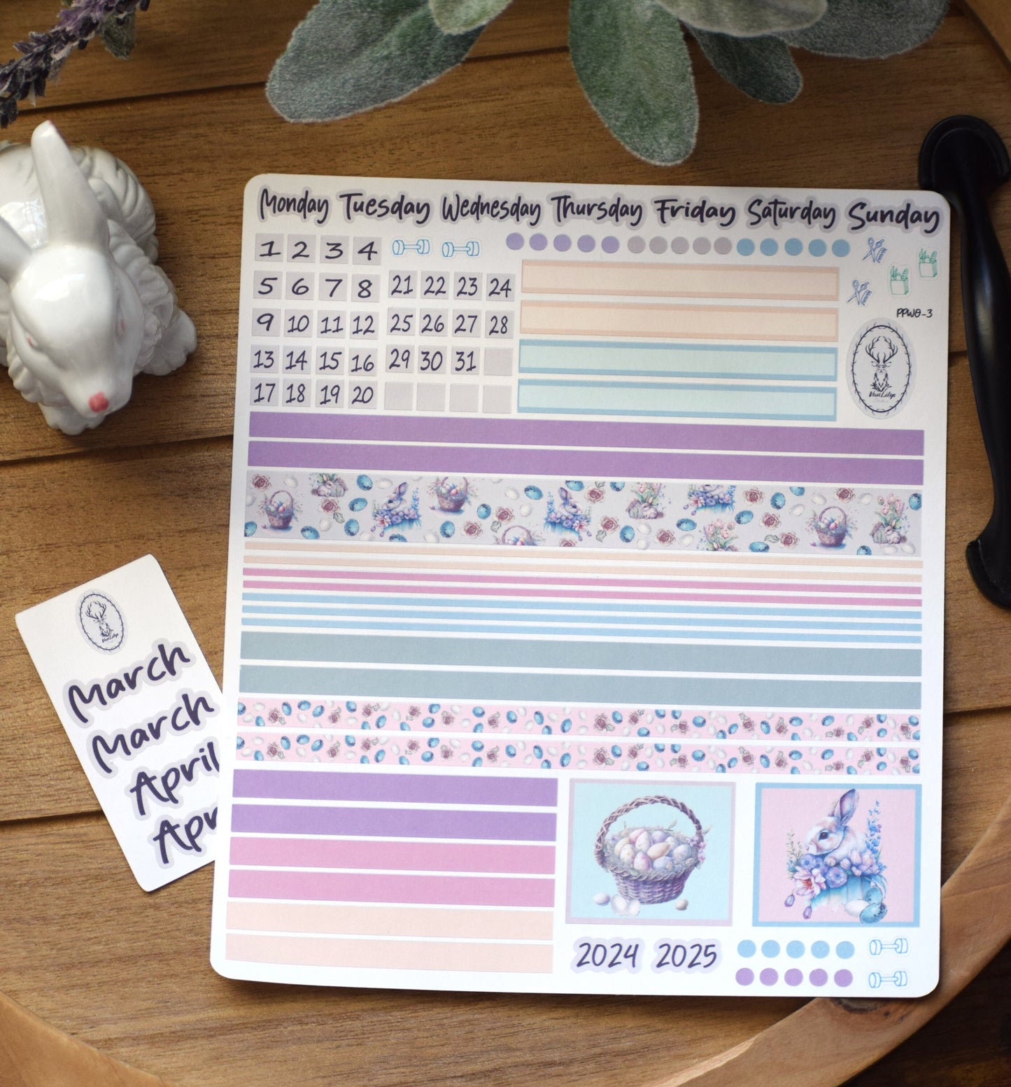 Plum Paper 7x9 Weekly Overview Weekly Planner Sticker Kit #3, Easter