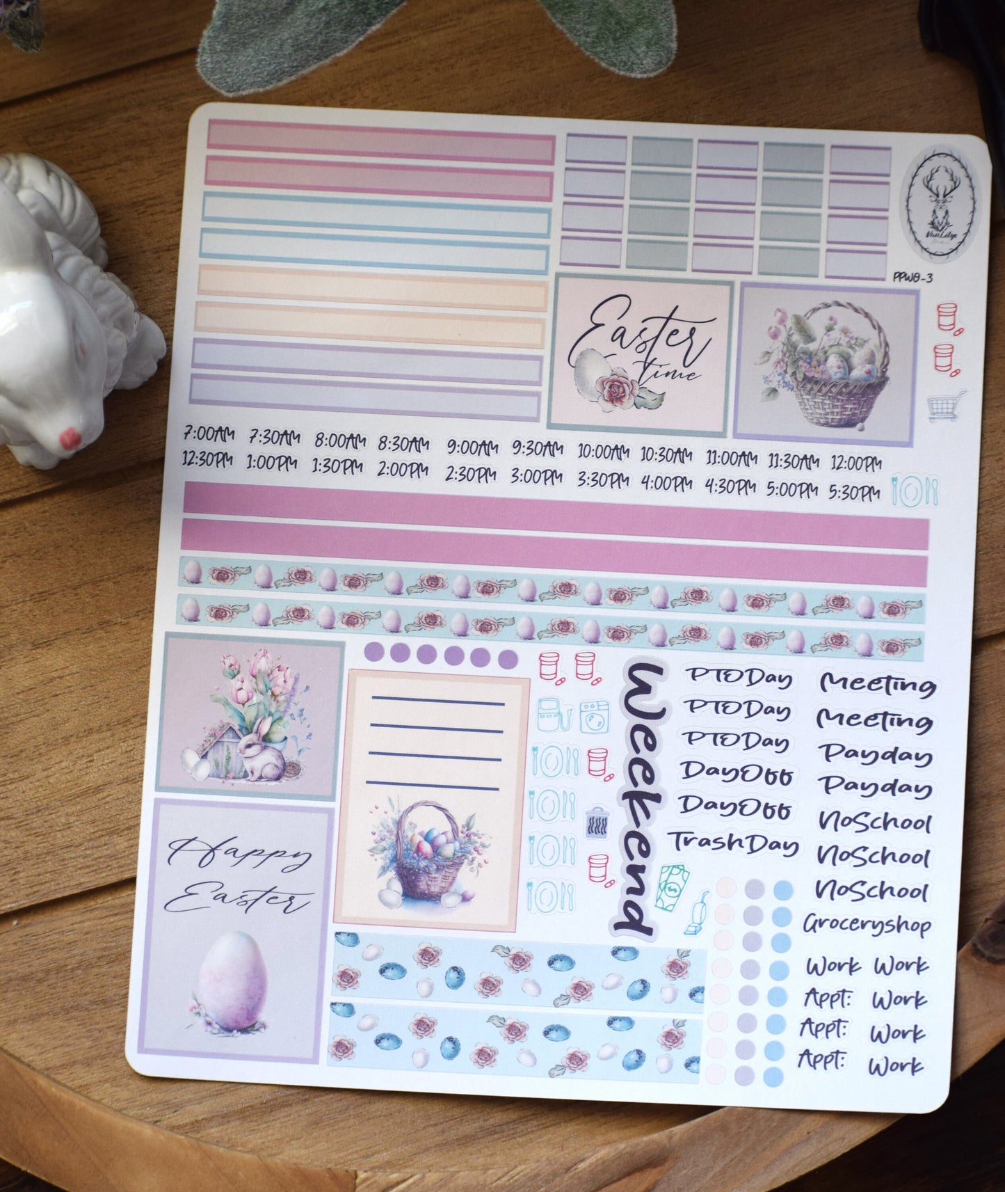 Plum Paper 7x9 Weekly Overview Weekly Planner Sticker Kit #3, Easter
