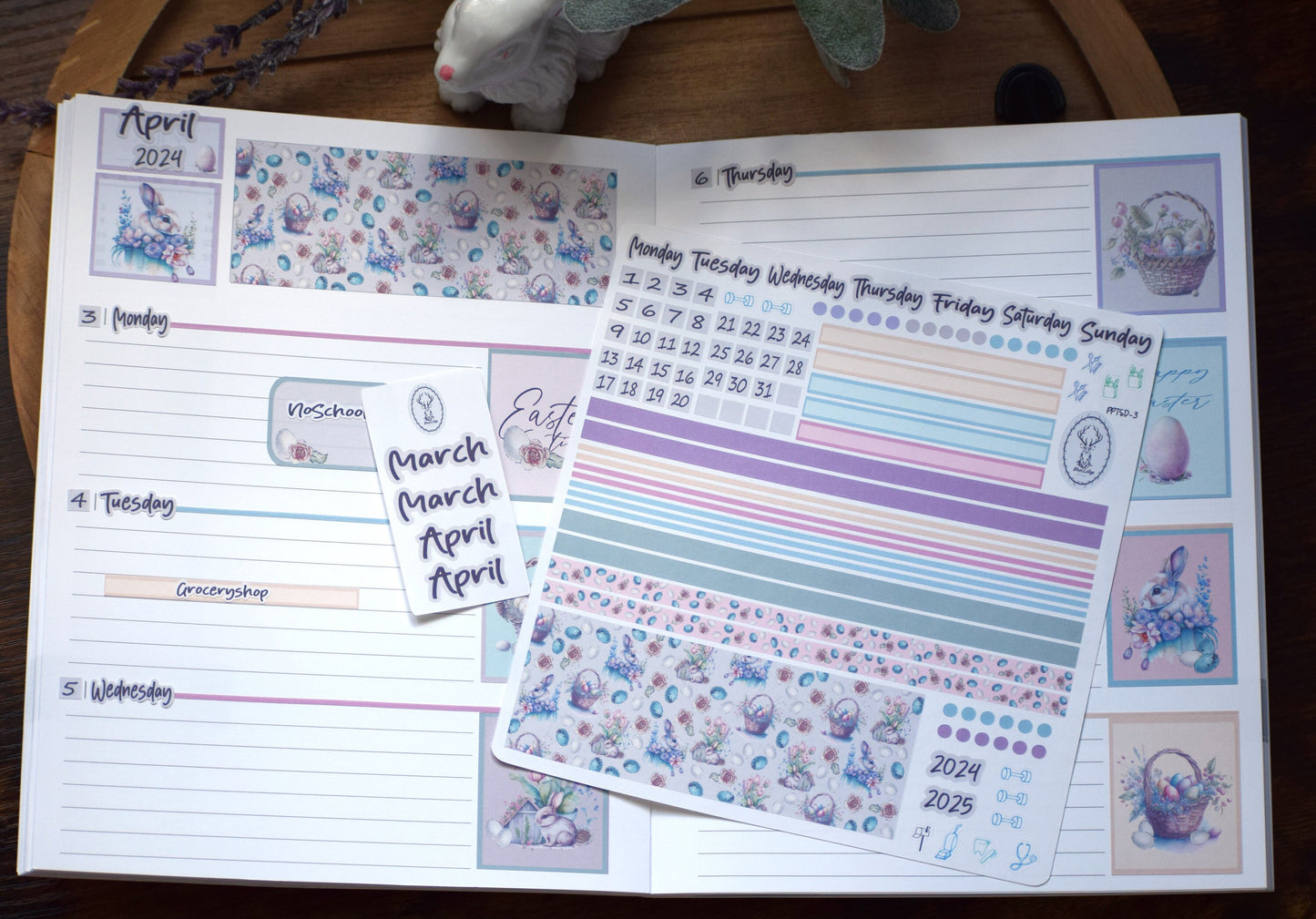 Plum Paper 7x9 Two Sided Days Weekly Planner Sticker Kit #3, Easter