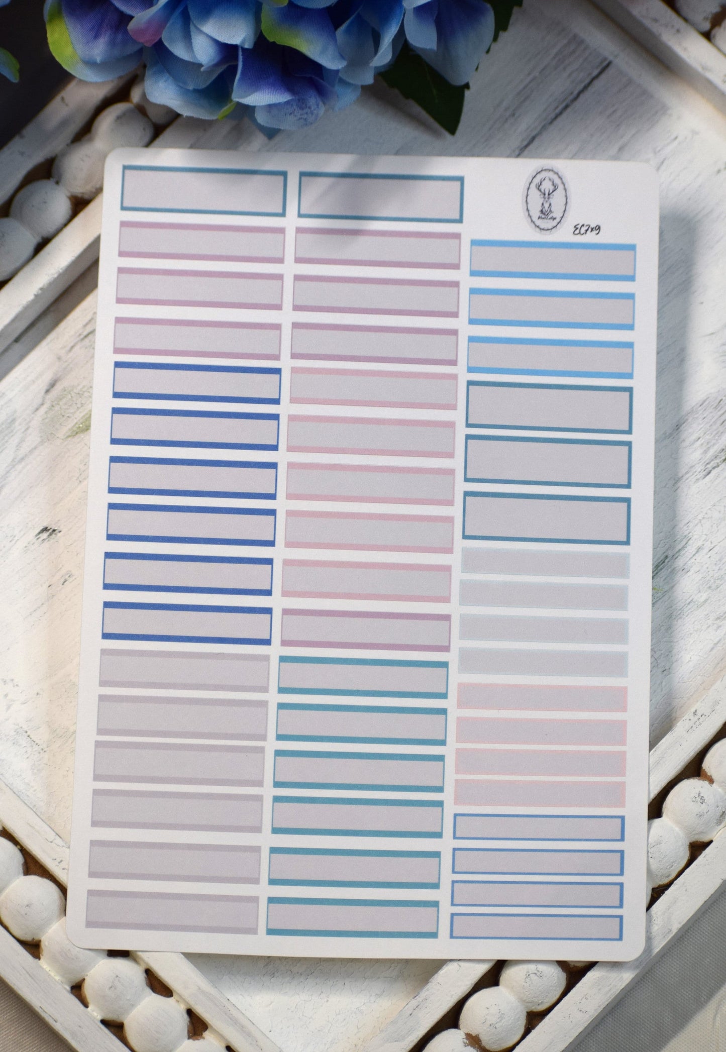 Month Appointment Labels Planner Sticker Sheet For Monthly Spread, Blue Flower Colorway