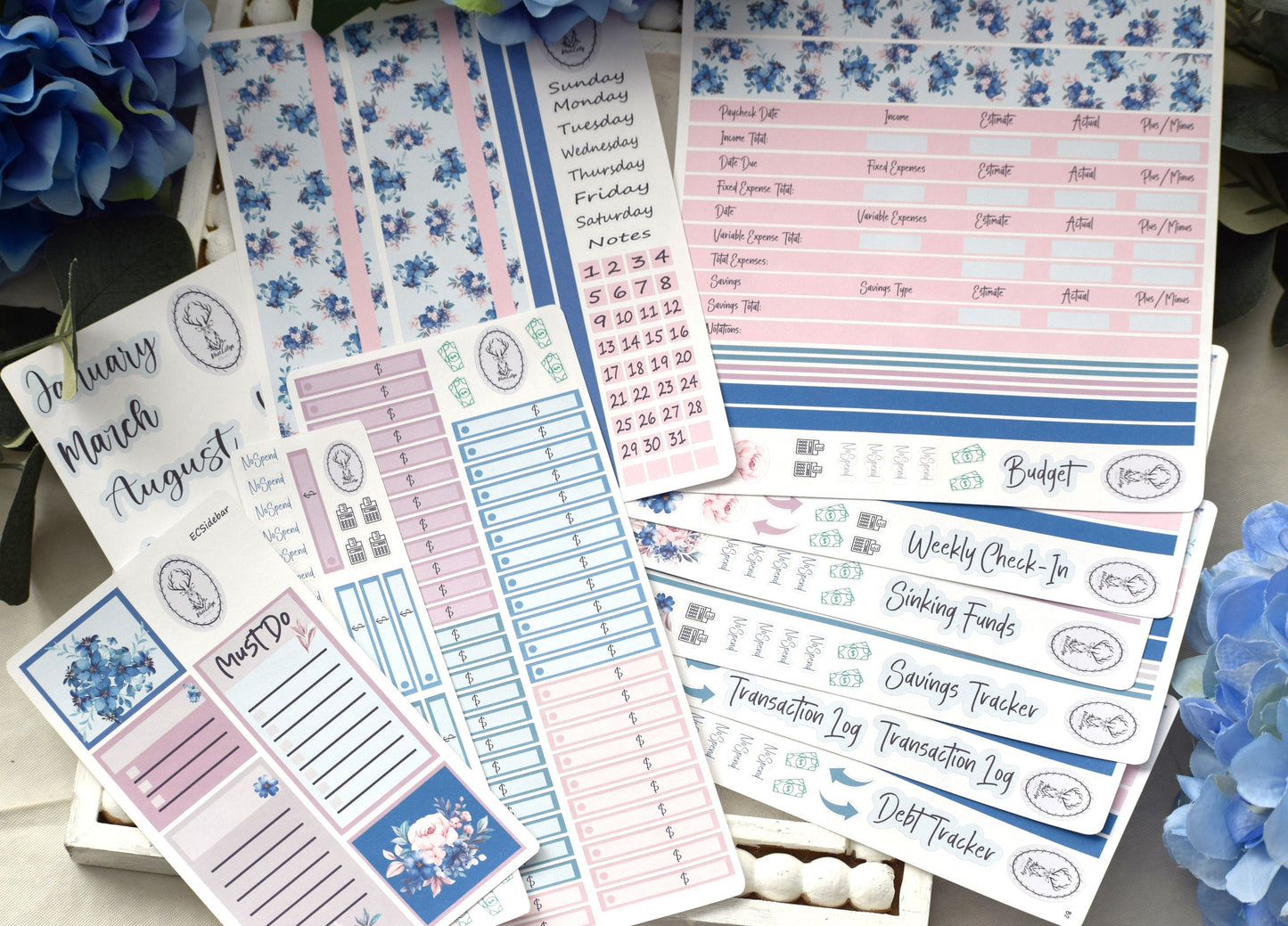Budget Sticker Kit, Blue Flower