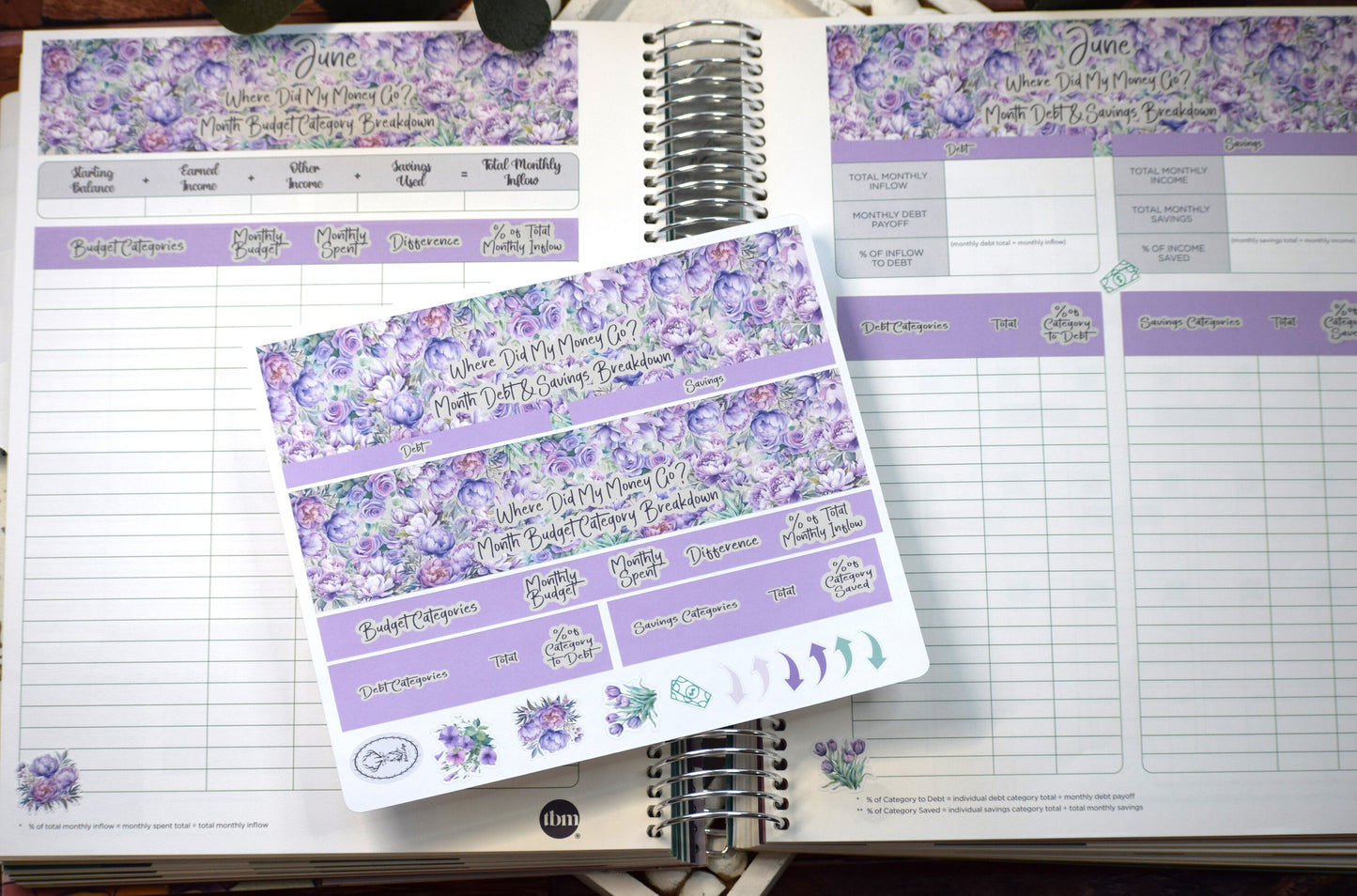 TBM BBP Workbook Sticker Kit, Purple Blooms