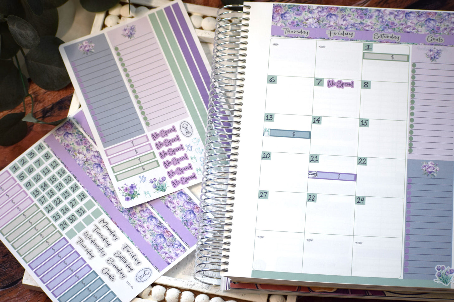 TBM BBP Workbook Sticker Kit, Purple Blooms