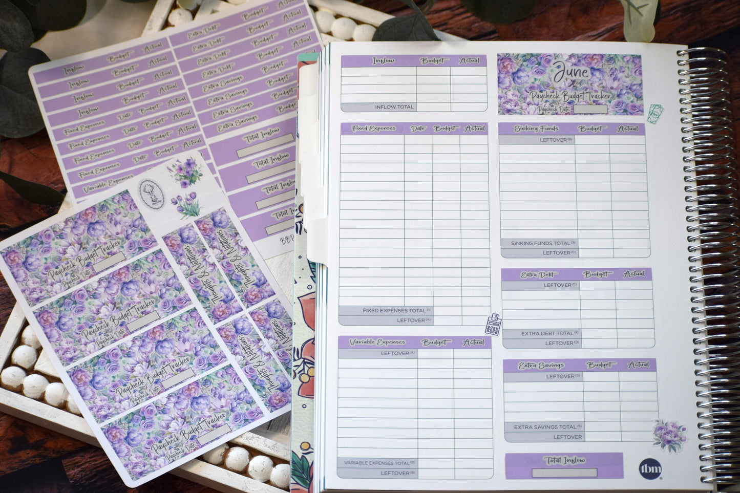 TBM BBP Workbook Sticker Kit, Purple Blooms