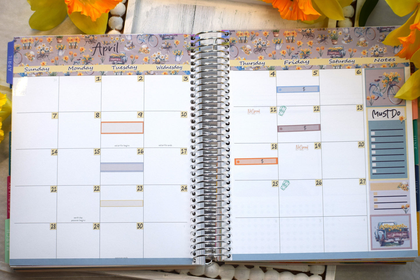 Month Appointment Labels Planner Sticker Sheet For Monthly Spread, Daffodil Delight Colorway