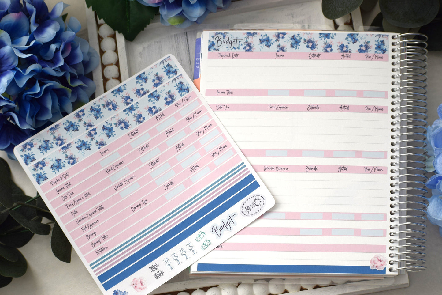 Budget Sticker Kit, Blue Flower