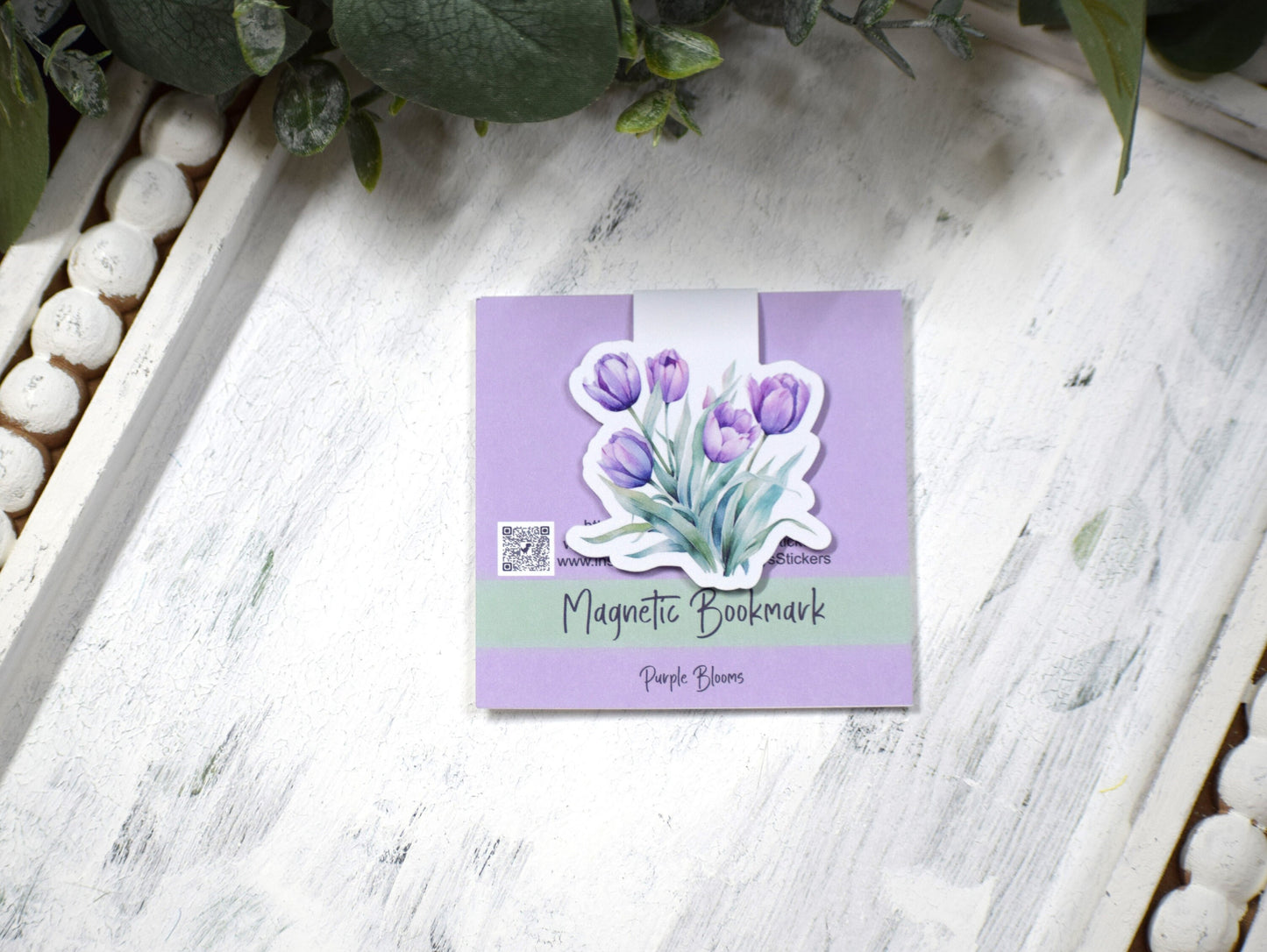 Magnetic Bookmarks, Purple Blooms Theme