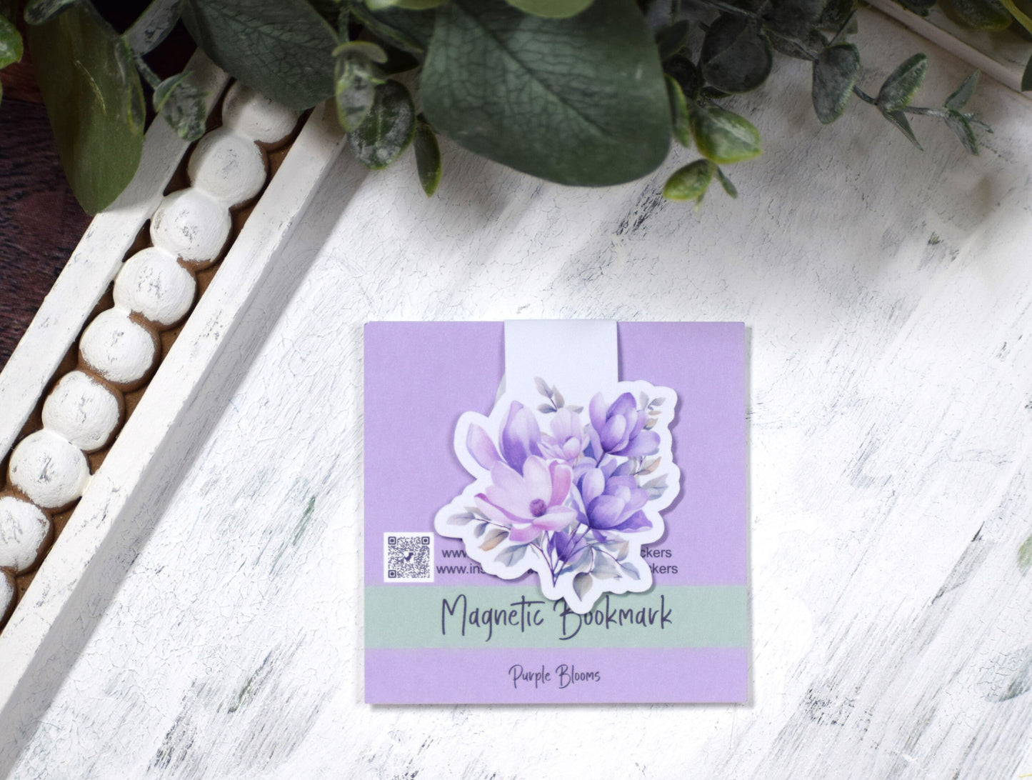 Magnetic Bookmarks, Purple Blooms Theme