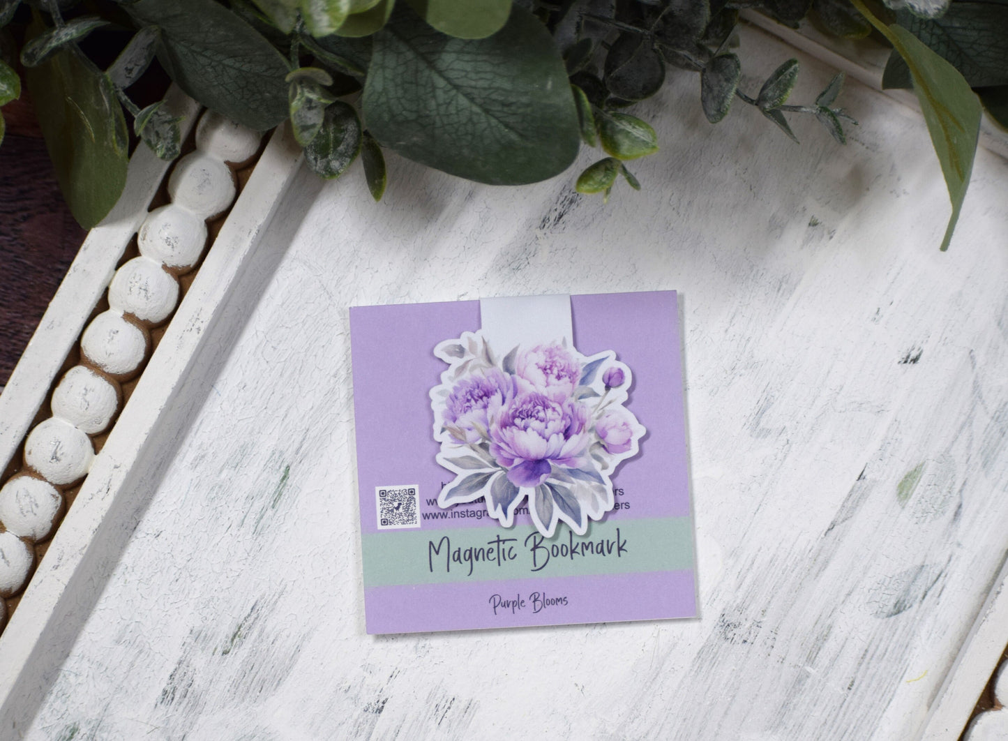 Magnetic Bookmarks, Purple Blooms Theme