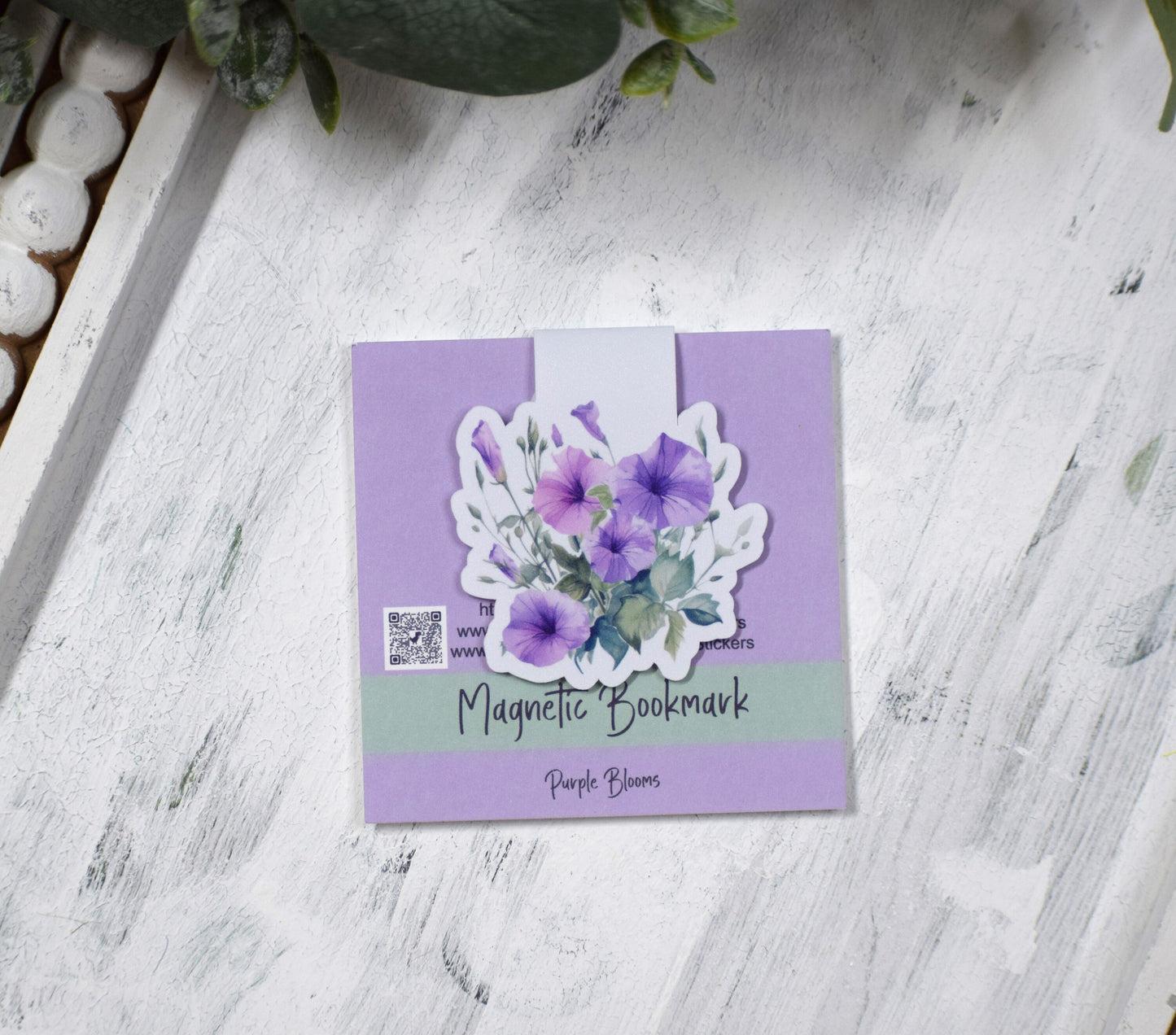 Magnetic Bookmarks, Purple Blooms Theme