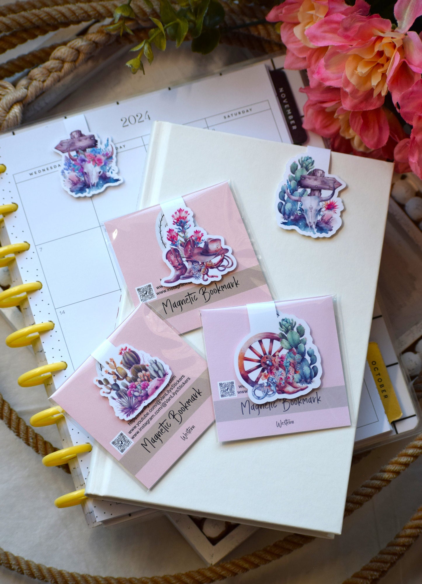 Magnetic Bookmarks, Blush Western