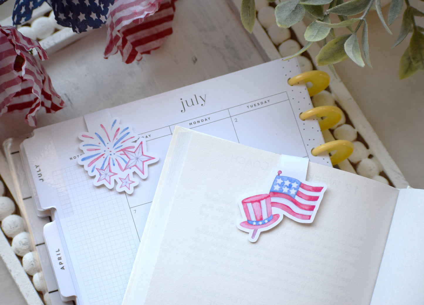 Magnetic Bookmarks, Red, White and Blue
