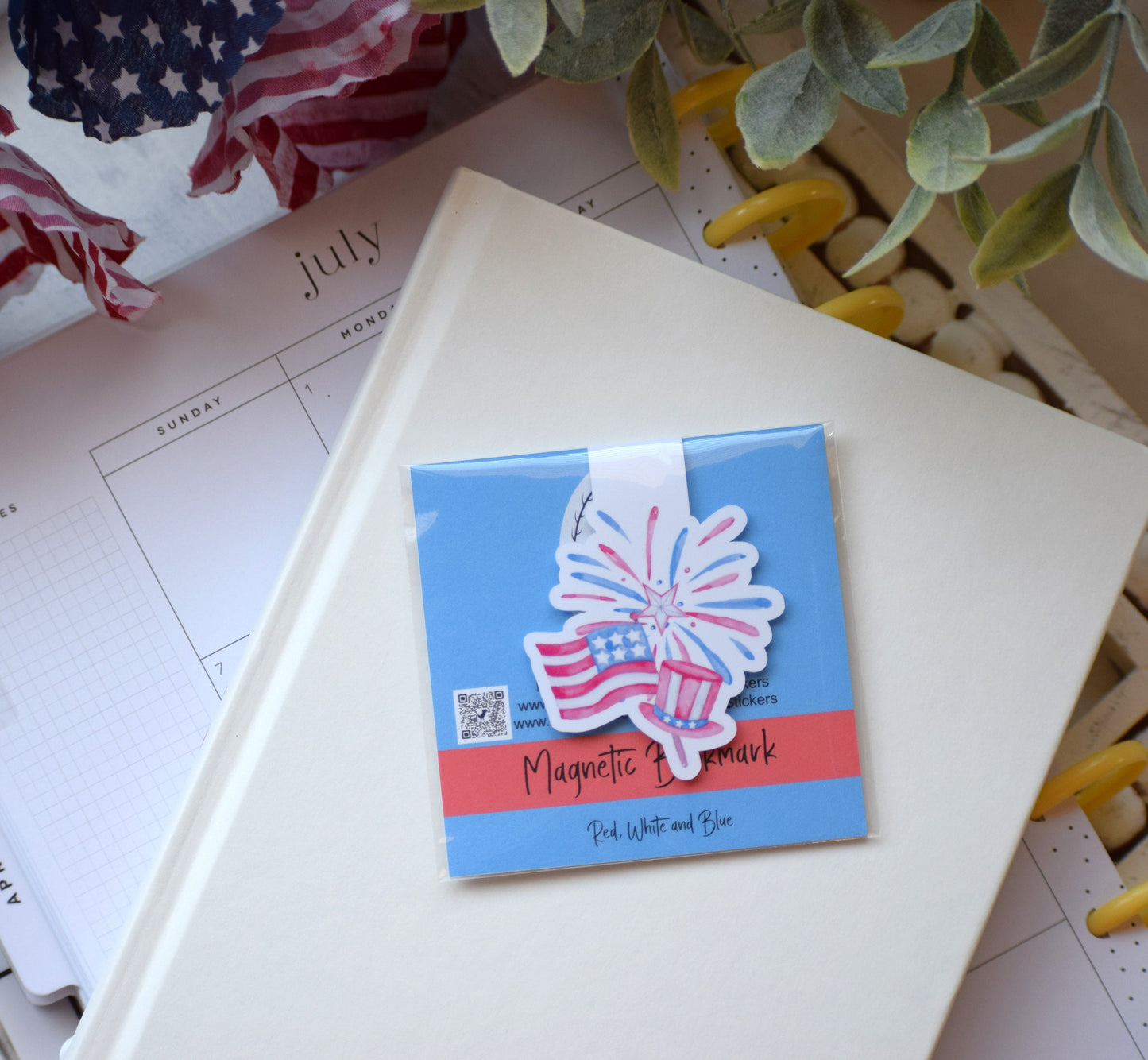Magnetic Bookmarks, Red, White and Blue