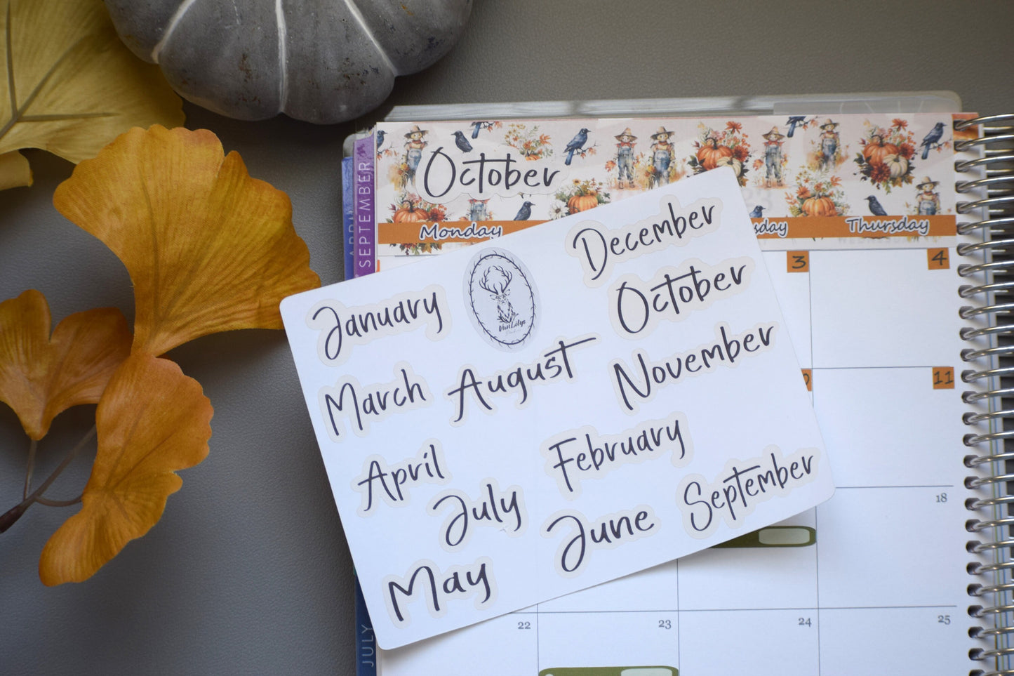 Erin Condren\TBM Monthly Header Sticker Sheet, Pumpkins and Crows