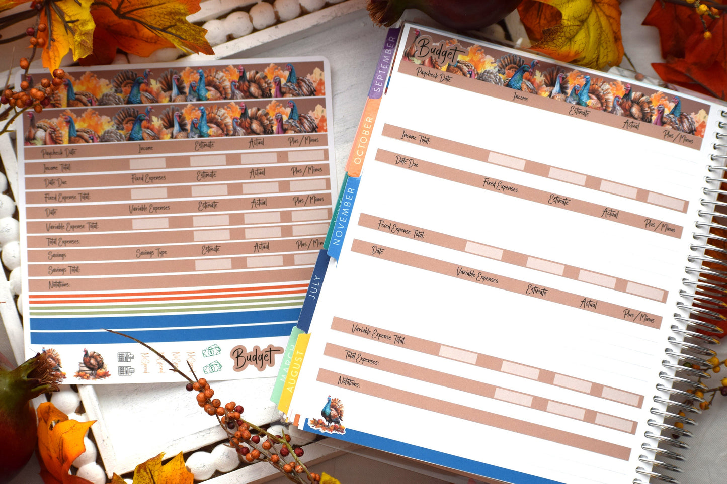 Budget Sticker Kit, Turkeys!
