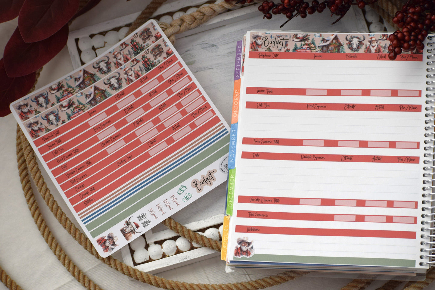 Budget Sticker Kit, Western Christmas